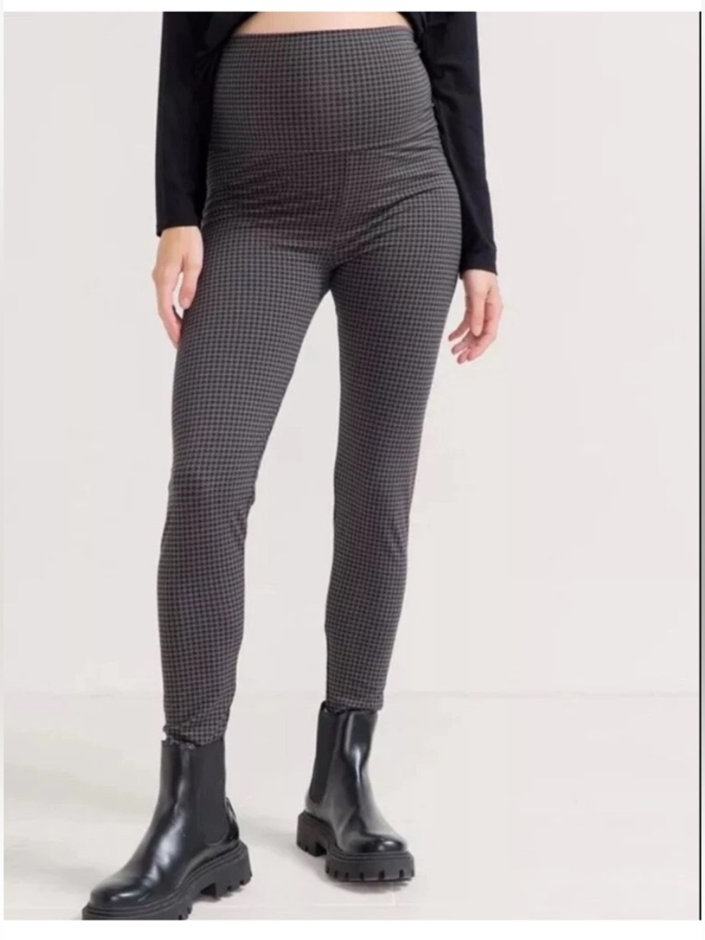 Hatch Before During & After Houndstooth Maternity Leggings M